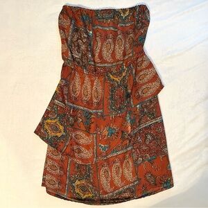 Urban Renewal gypsy boho strapless summer dress M/L Made vintage fabrics New